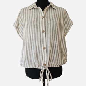 BEACH*LUNCH*LOUNGE Women's Size S Short-sleeve 100% Cotton‎ Striped Crop Top